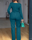 Women's Fashion Spring Straight Leg Long Sleeve Jumpsuit