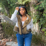 Women Autumn/Winter Hooded Fur Patchwork Pocket Long Sleeve Jacket