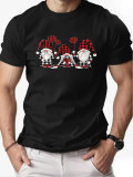 Christmas Men's Fashion Short Sleeve  Print Family Basic Top T-Shirt