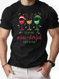 Christmas Men's Fashion Short Sleeve  Print Family Basic Top T-Shirt