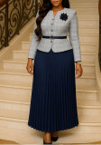 Women Autumn/Winter Elegant Jacket Top and Skirt Two-Piece Set