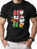 Christmas Men's Fashion Short Sleeve  Print Family Basic Top T-Shirt