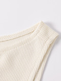 Women's Sleeveless Knit Strap Chic Solid Color Round Neck Bodycon Mini Dress