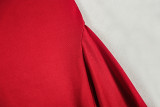 Women Pleated Solid Sexy Halter Neck V-Neck Sleeveless Dress