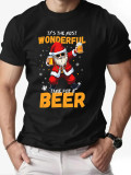 Christmas Men's Fashion Short Sleeve  Print Family Basic Top T-Shirt