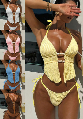 Women's Halter Neck Lace-Up Sexy Two-Piece Bikini Swimsuit