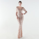 Formal Party Luxury Sequin V-Neck Mermaid Evening Gown Long Dress