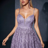 Women's Strap Fashion Bridesmaid Party Embroidered Dress