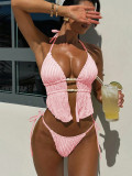Women's Halter Neck Lace-Up Sexy Two-Piece Bikini Swimsuit