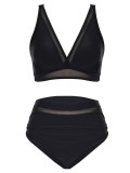 Women's Casual Patchwork Mesh Sexy Two Piece Bikini Swimsuit