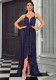 Women's Strap Sexy Slim Fit Asymmetric Hem Party Chic Long Ball Gown Evening Dress
