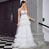 Women's Sexy Strap Mesh Slim Chic Long Evening Gown