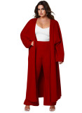 Women's Autumn/Winter Loose Casual Pants Long Coat Fashion Set