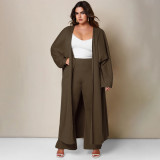 Women's Autumn/Winter Loose Casual Pants Long Coat Fashion Set
