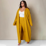 Women's Autumn/Winter Loose Casual Pants Long Coat Fashion Set