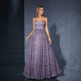 Women's Strap Fashion Bridesmaid Party Embroidered Dress