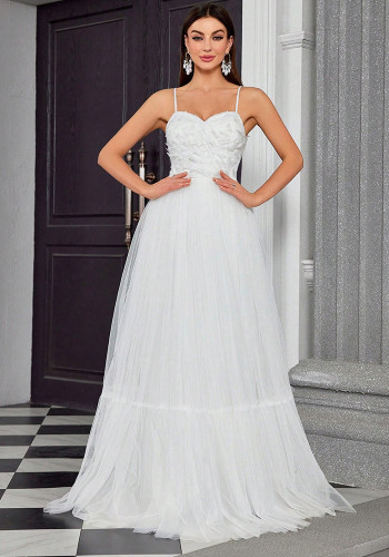 Women's White Wedding Dress Ball Birthday Party Evening Gown