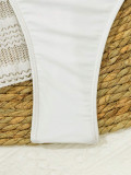 Women's Beach Solid Color Hollow-out Cover-Up Bikini Swimwear Four-Piece Set