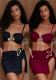 Women's High-Waist Bottoms Three-Piece Set Solid Color Bikini Swimwear