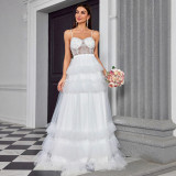 Women's Sexy Strap Mesh Slim Chic Long Evening Gown