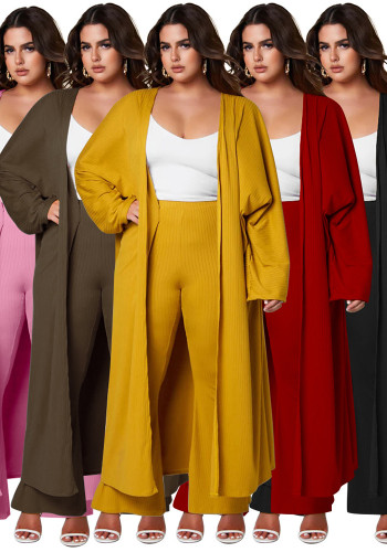 Women's Autumn/Winter Loose Casual Pants Long Coat Fashion Set