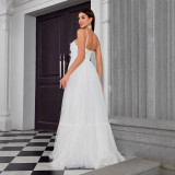 Women's White Wedding Dress Ball Birthday Party Evening Gown