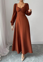 Women's Square Neck Chic Elegant Slim-Fit Long Evening Dress