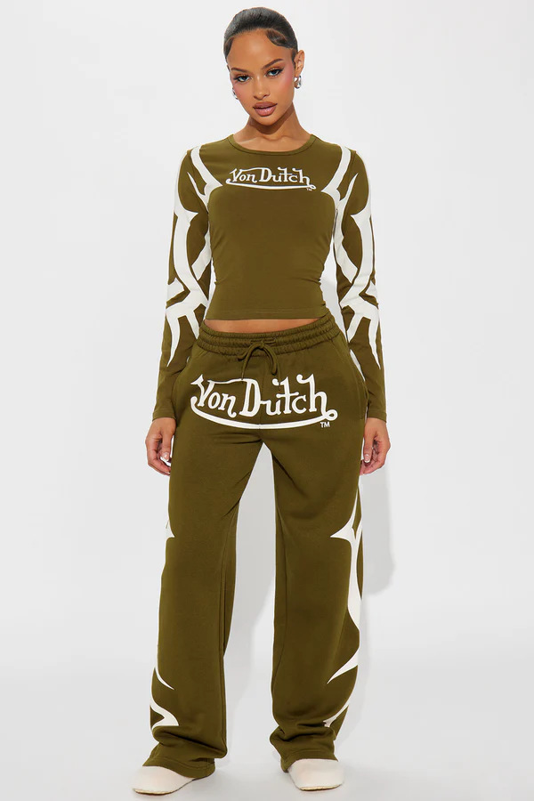 Women's Autumn/Winter Casual Sporty Print Color-Block Fashion Two-Piece Pants Set