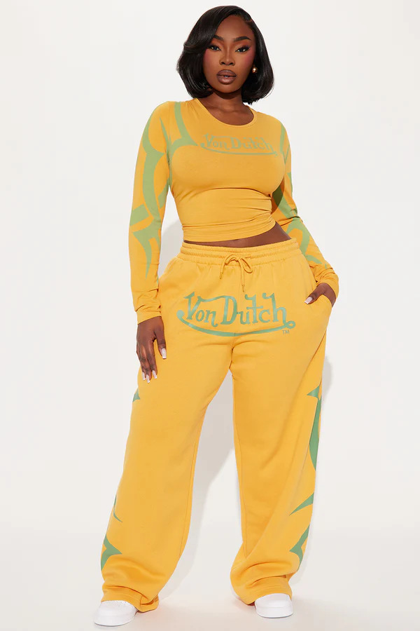 Women's Autumn/Winter Casual Sporty Print Color-Block Fashion Two-Piece Pants Set