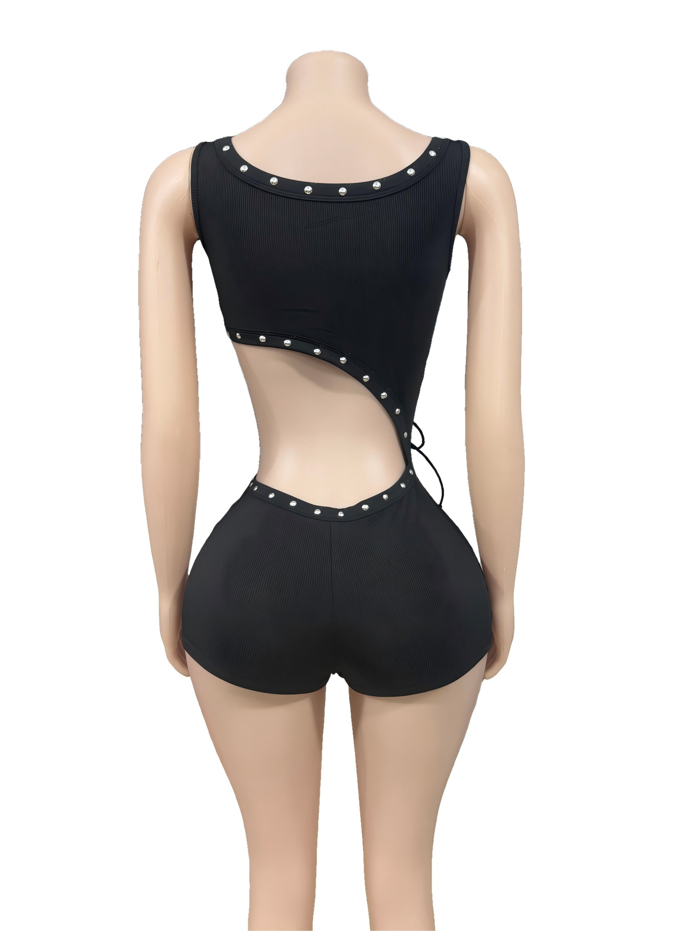 Lace-Up Crop Asymmetrical Sleeveless Jumpsuit for Casual
