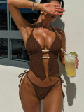 Women's Halter Neck Lace-Up Sexy Two-Piece Bikini Swimsuit