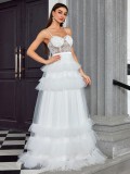 Women's Sexy Strap Mesh Slim Chic Long Evening Gown