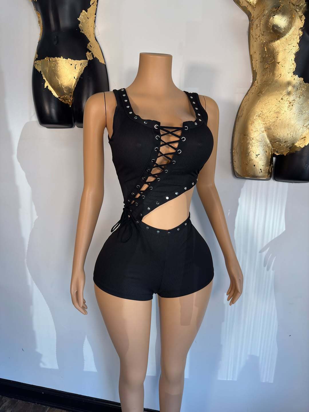 Lace-Up Crop Asymmetrical Sleeveless Jumpsuit for Casual