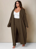 Women's Autumn/Winter Loose Casual Pants Long Coat Fashion Set