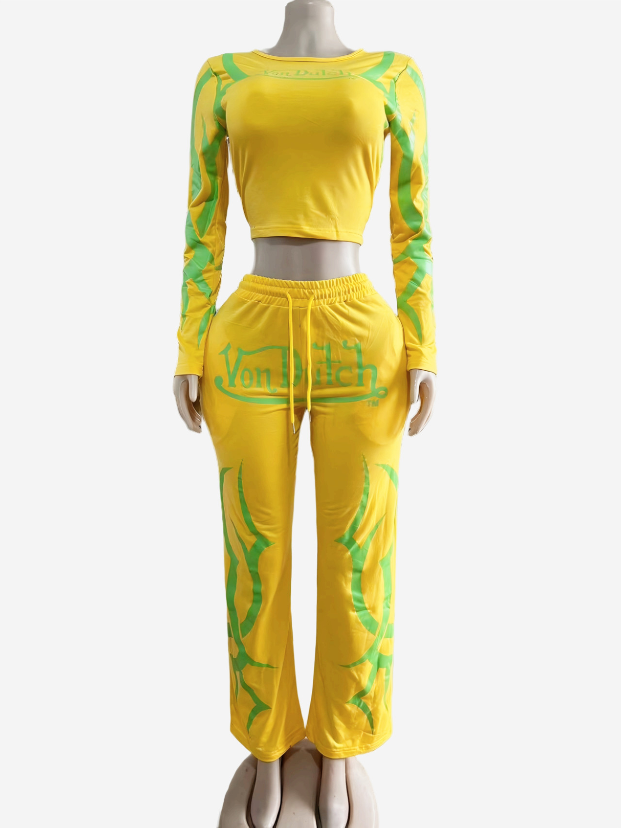 Women's Autumn/Winter Casual Sporty Print Color-Block Fashion Two-Piece Pants Set