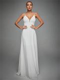 Women's V-Neck Strap Lace Low Back Formal Party Bridesmaid Evening Gown
