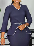 Women Winter Ruffled Long-Sleeve Elegant Dress