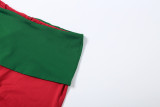 Women Autumn/Winter Christmas Long-Sleeve Round Neck T-Shirt and Color-Blocked Pants Two-Piece Set