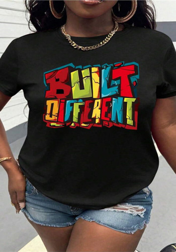 Women Summer Printed Short-Sleeved Round Neck Printed T-Shirt