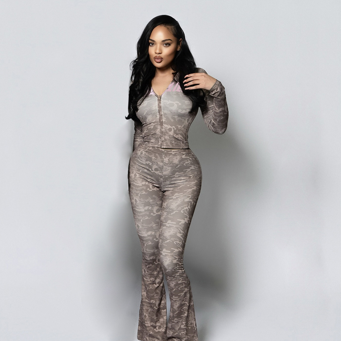 Women Autumn/Winter Hooded Leopard Print Letter Print Long-Sleeve Top and Pants Two-Piece Set