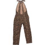 Women Autumn Printed Sleeveless Backless Jumpsuit