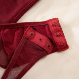 Women Sexy Halter Leg Ring Bodysuit Mesh See-Through Underwire Lingerie