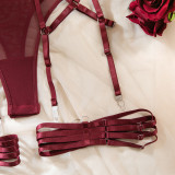 Women Sexy Halter Leg Ring Bodysuit Mesh See-Through Underwire Lingerie