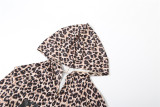 Women Autumn/Winter Hooded Leopard Print Letter Print Long-Sleeve Top and Pants Two-Piece Set