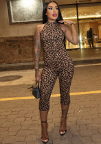 Women Autumn Printed Sleeveless Backless Jumpsuit