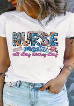 Women Summer Printed Short-Sleeved Round Neck Printed T-Shirt