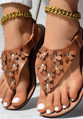 Women Multi-Color Floral Flip-Flop Elastic Sandals