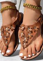 Women Multi-Color Floral Flip-Flop Elastic Sandals Women Multi-Color Floral Flip-Flop Elastic Sandals