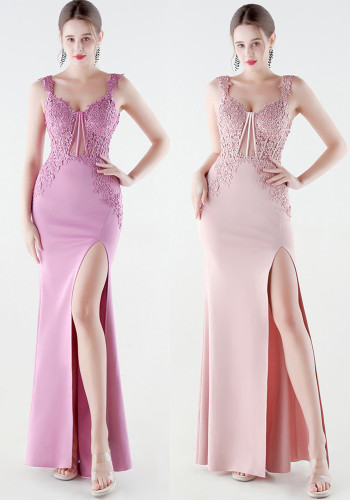 Women Mermaid Lace Formal Party Evening Dress with Slit