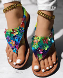 Women Multi-Color Floral Flip-Flop Elastic Sandals